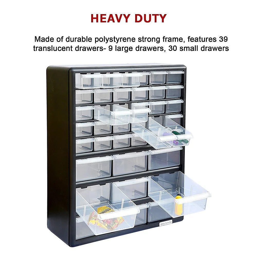 Storage Cabinet Drawers - 39 Plastic Tool Box Containers