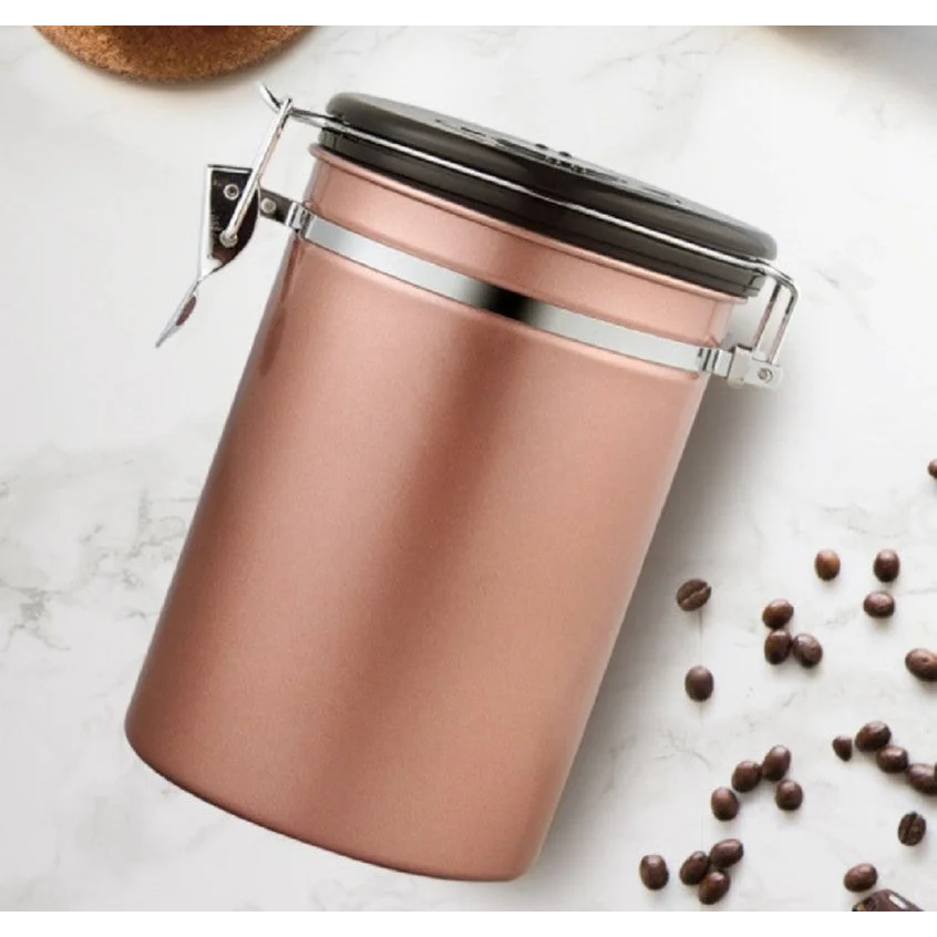 Storage Container 1.2L with Spoon - Champagne Gold - Home &