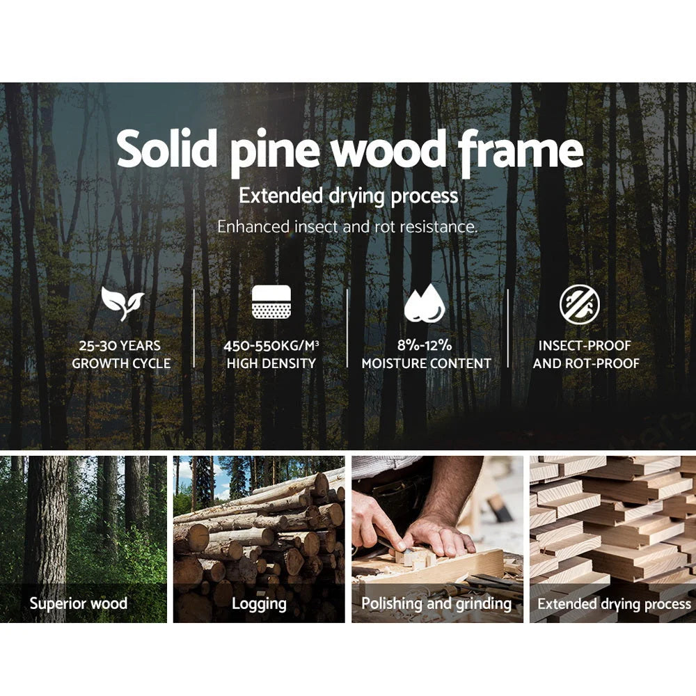 Storage Drawers Trundle 2x for Single Wooden Bed Frame Base