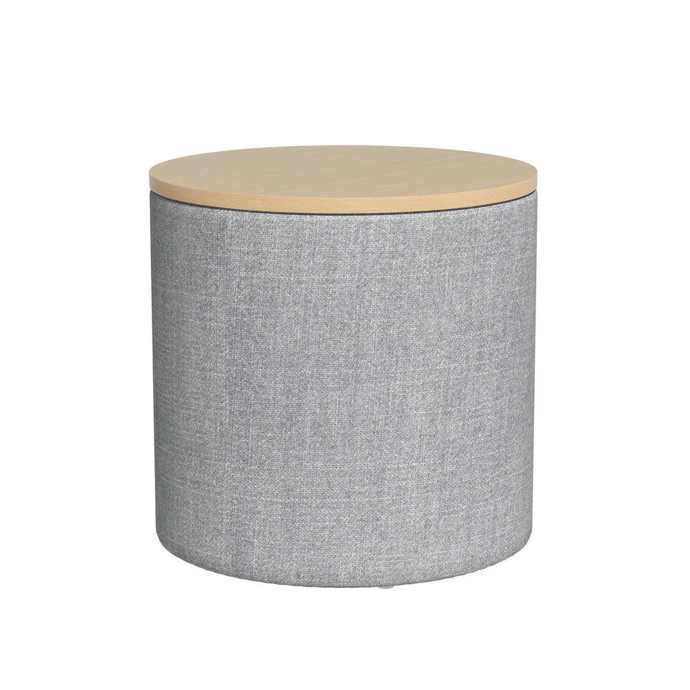 Storage Ottoman Blanket Box 40CM Round - Grey - Furniture