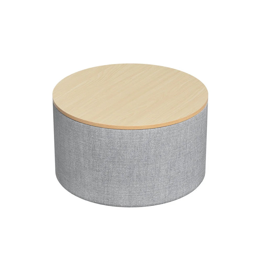 Storage Ottoman Blanket Box 60CM Round grey furniture 184