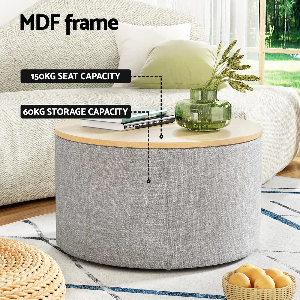 Storage Ottoman Blanket Box 60CM Round