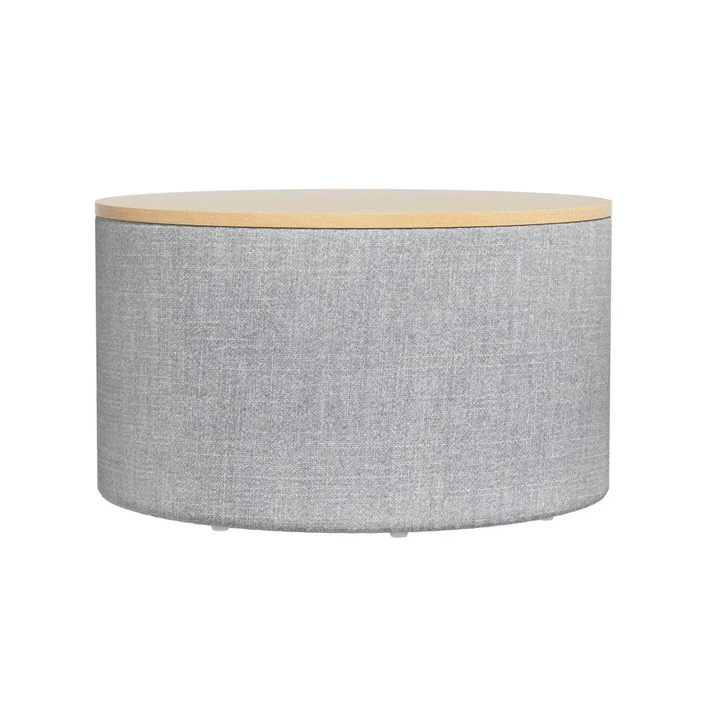 Storage Ottoman Blanket Box 60CM Round grey furniture 716