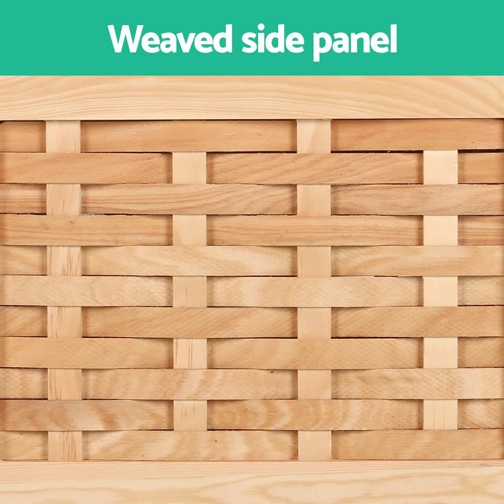 Storage Ottoman Blanket Box 80CM Weaved Velvet - Pine