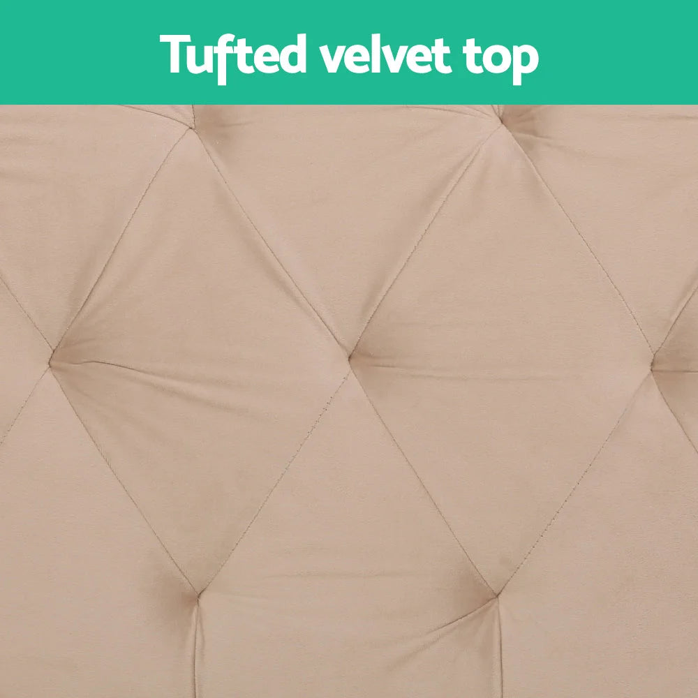 Storage Ottoman Blanket Box 80CM Weaved Velvet - Pine