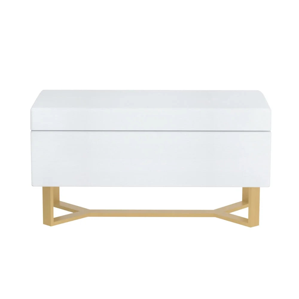 Storage Ottoman Blanket Box Criss-Cross - White - Furniture