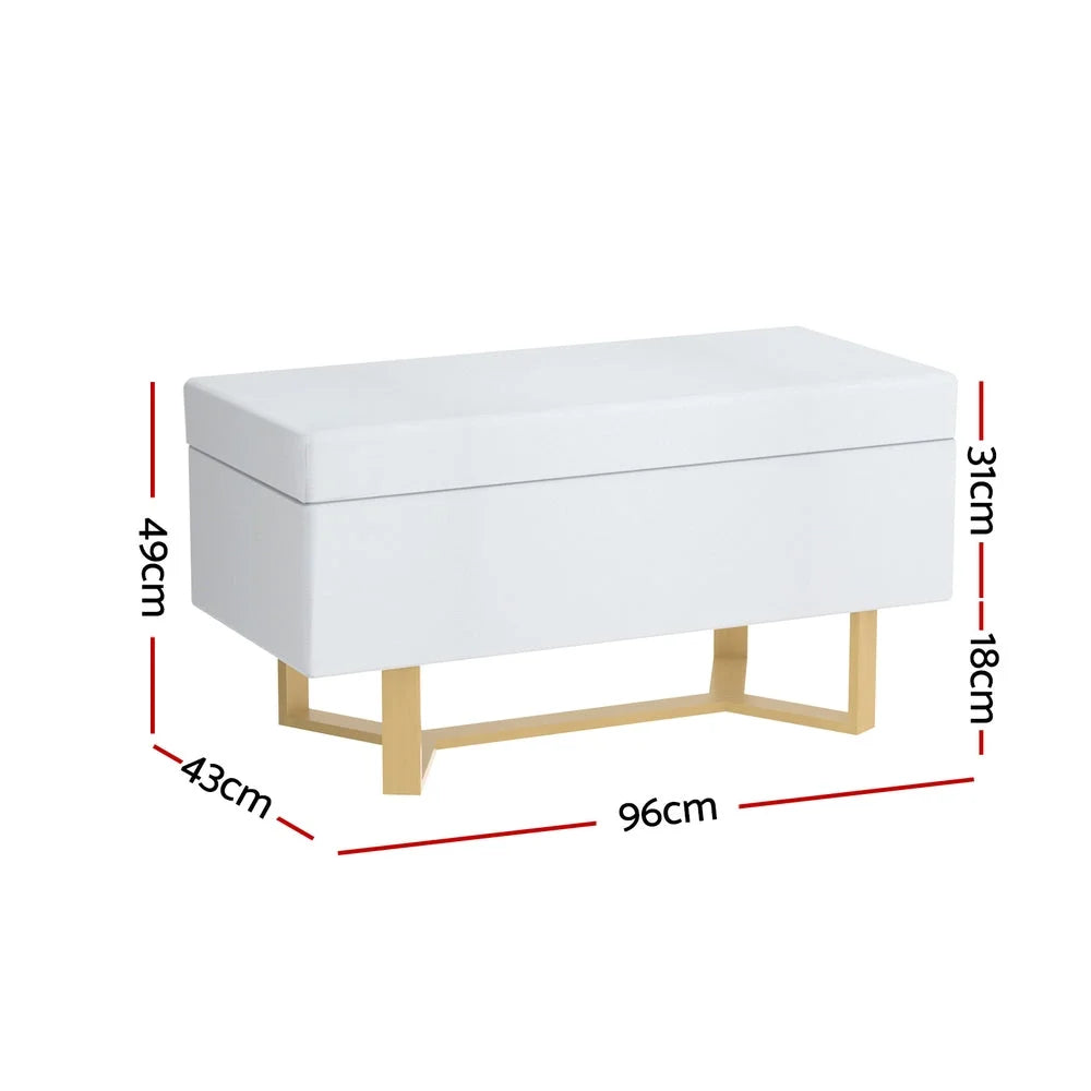 Storage Ottoman Blanket Box Criss-Cross - White - Furniture