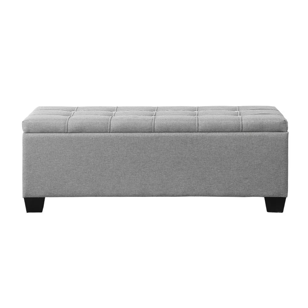 Storage Ottoman Blanket Box Fabric Foot Stool - Grey