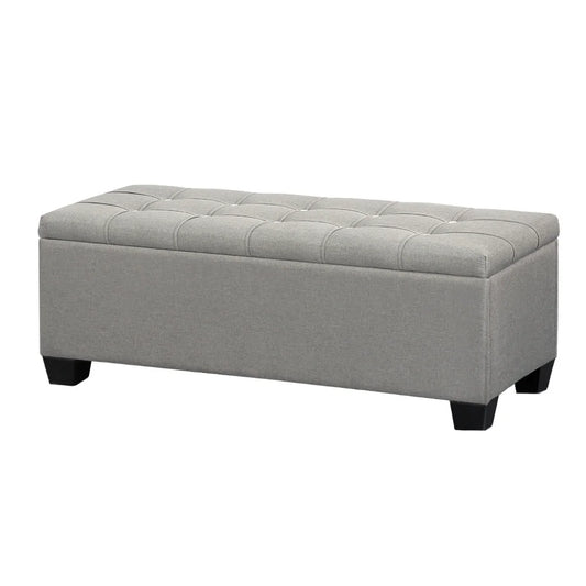 Storage Ottoman Blanket Box Fabric Foot Stool - Grey