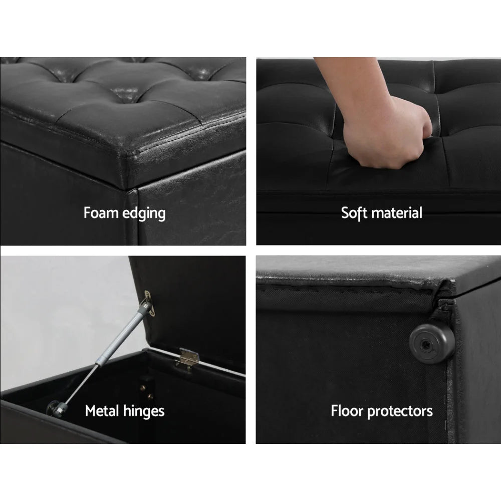 Storage Ottoman Blanket Box Leather Foot Stool Rest Chest