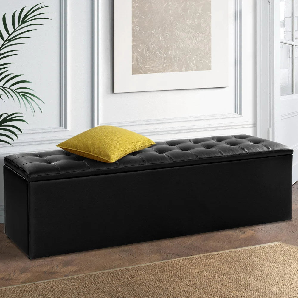 Storage Ottoman Blanket Box Leather Foot Stool Rest Chest