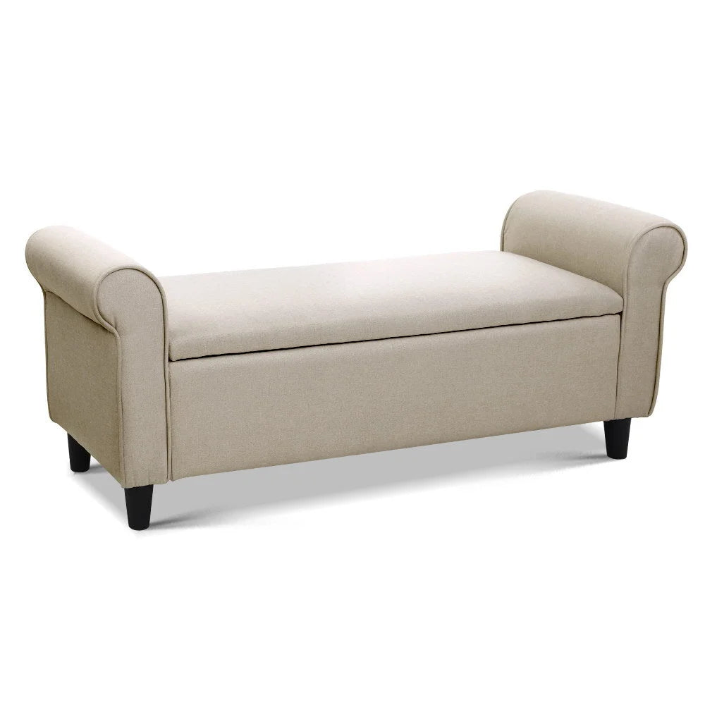 Fabric storage ottoman blanket with box linen arm foot