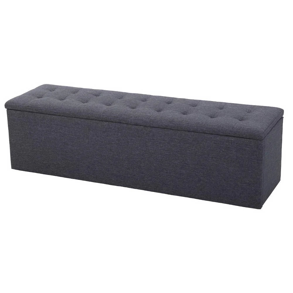 Storage Ottoman Blanket Box Linen Foot Stool Rest Chest