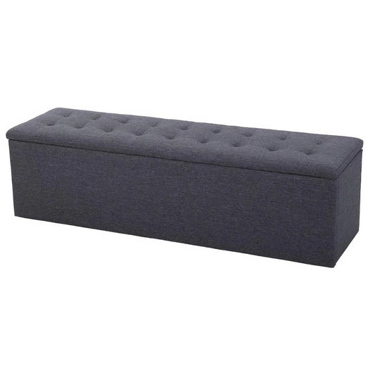 Storage Ottoman Blanket Box Linen Foot Stool Rest Chest
