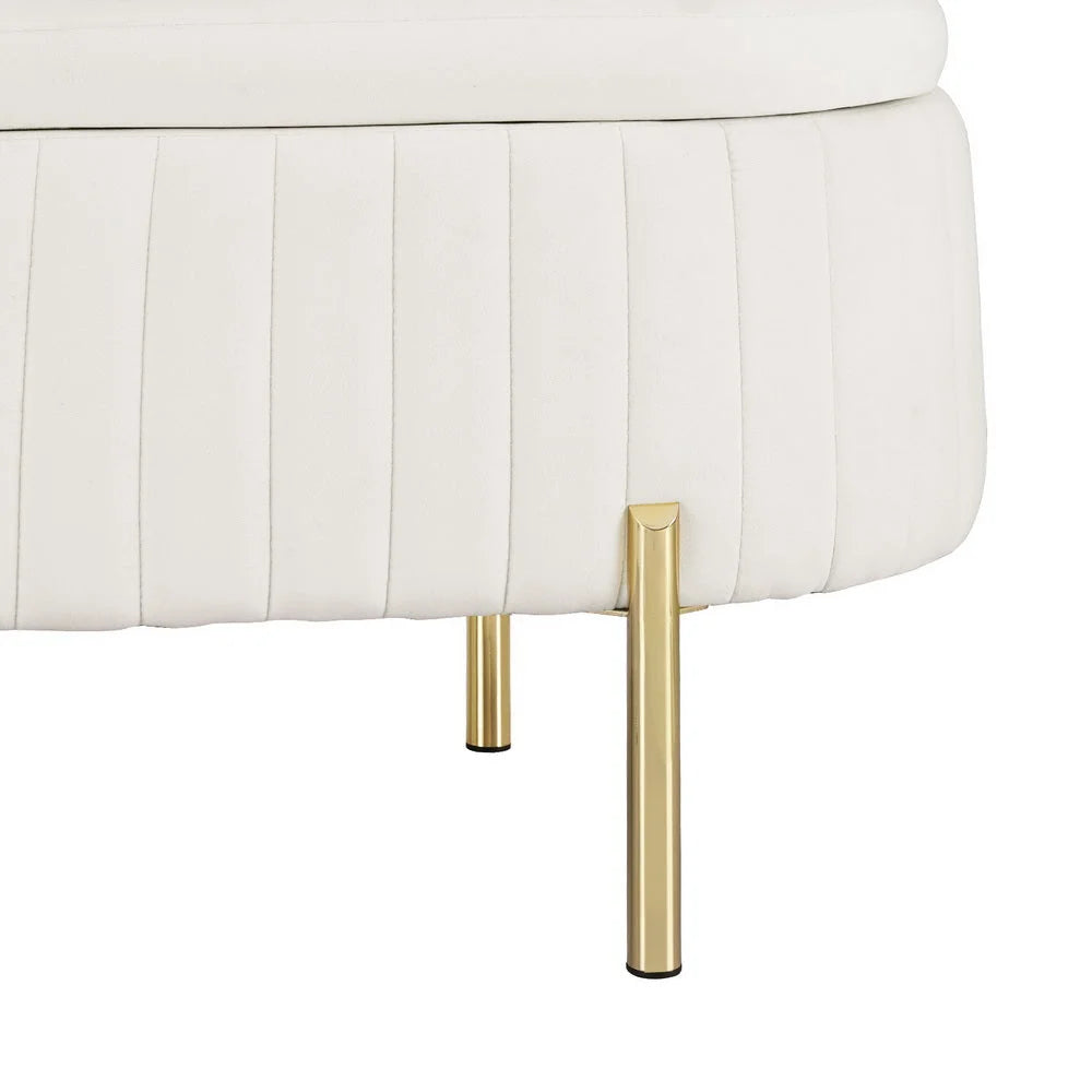 White velvet 97cm storage box with caster wheels and side handle rail