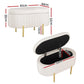 White velvet 97cm storage ottoman blanket with colour matched pieces and support fittings