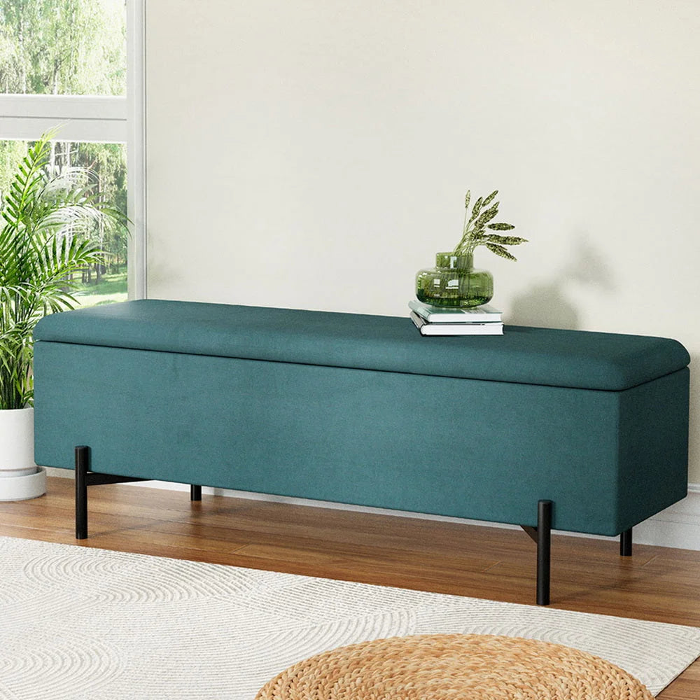 Storage Ottoman Blanket Box Velvet - 140cm Green - Furniture