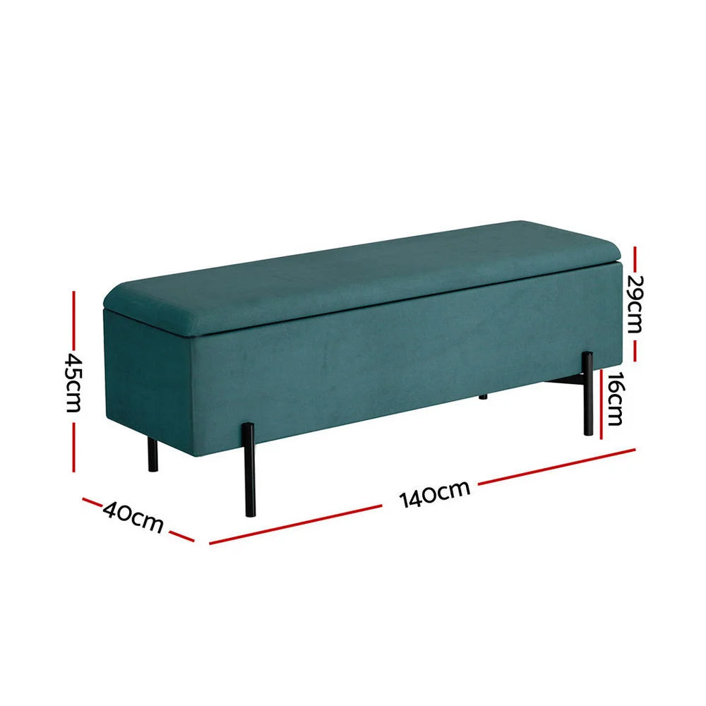 Storage Ottoman Blanket Box Velvet - 140cm Green - Furniture