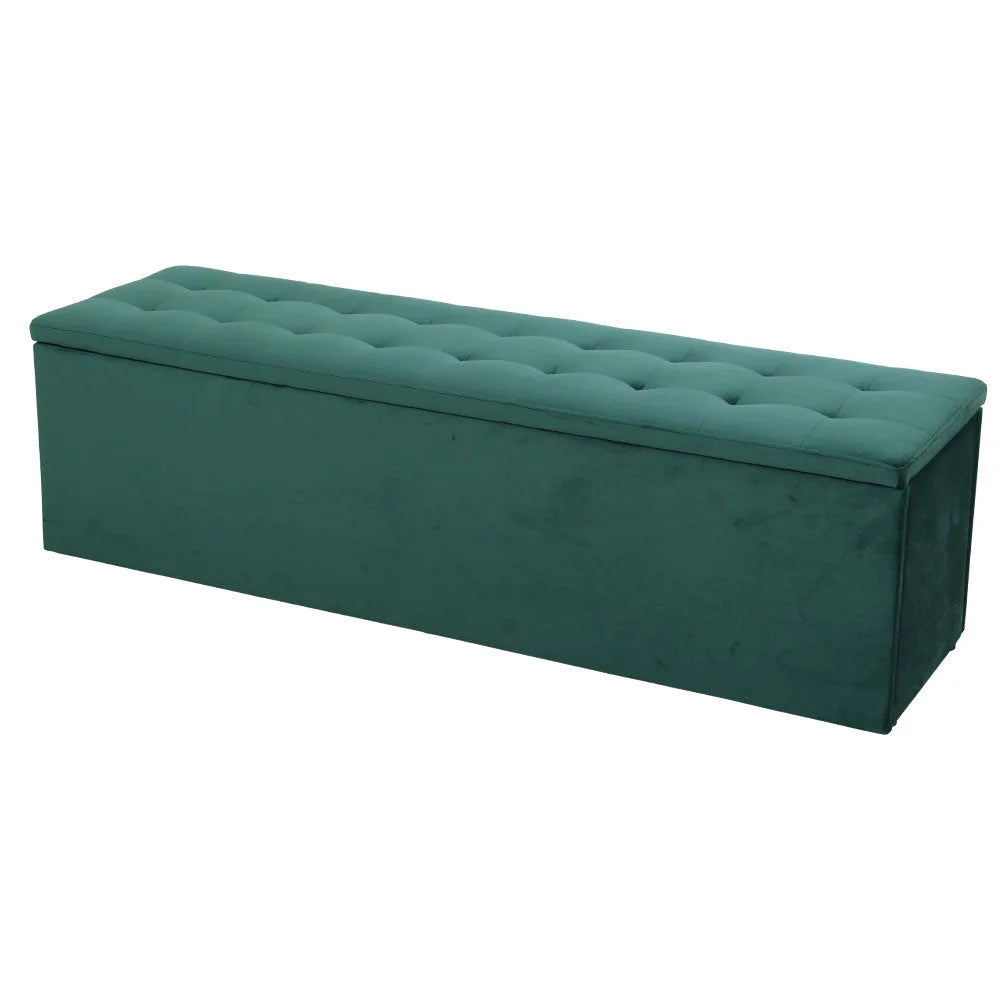 Storage Ottoman Blanket Box Velvet Foot Stool Rest Chest