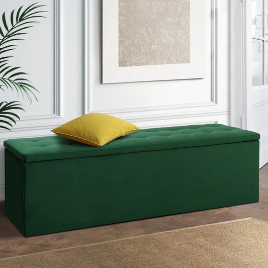 Storage Ottoman Blanket Box Velvet Foot Stool Rest Chest