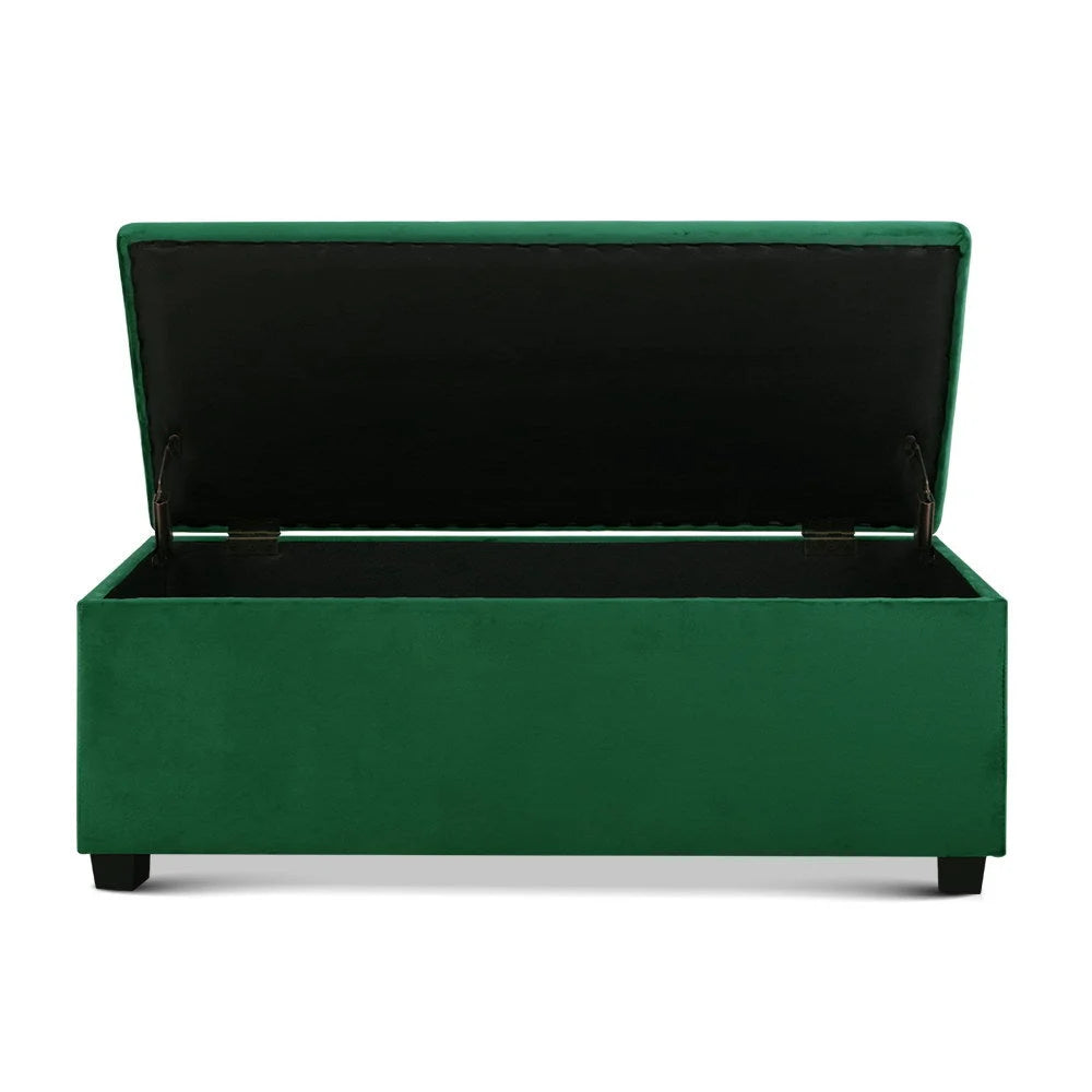 Storage Ottoman Blanket Box Velvet Foot Stool Rest Chest