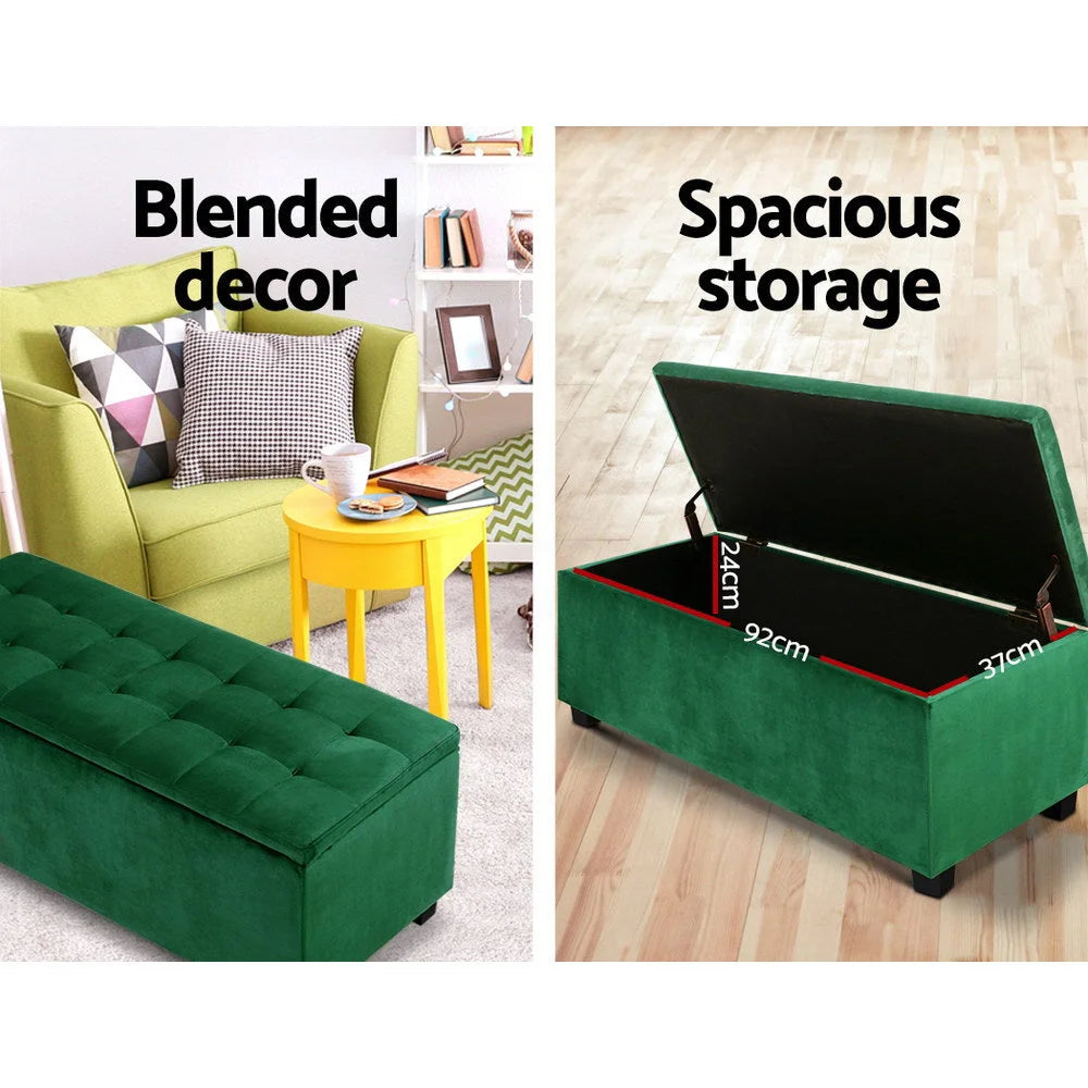 Storage Ottoman Blanket Box Velvet Foot Stool Rest Chest