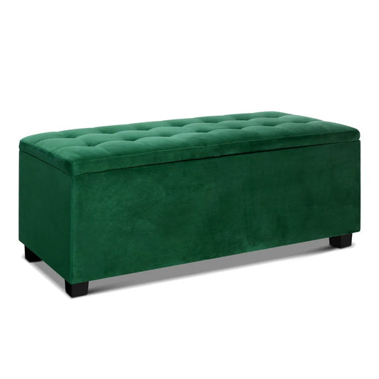 Storage Ottoman Blanket Box Velvet Foot Stool Rest Chest