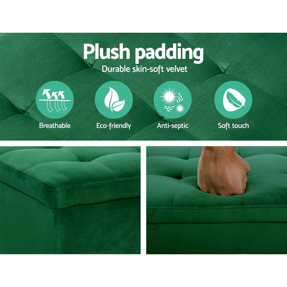 Storage Ottoman Blanket Box Velvet Foot Stool Rest Chest