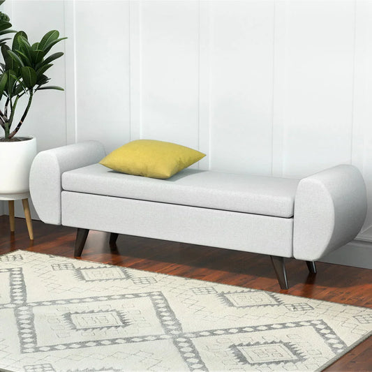 Storage Ottoman Blanket Box with Armrest