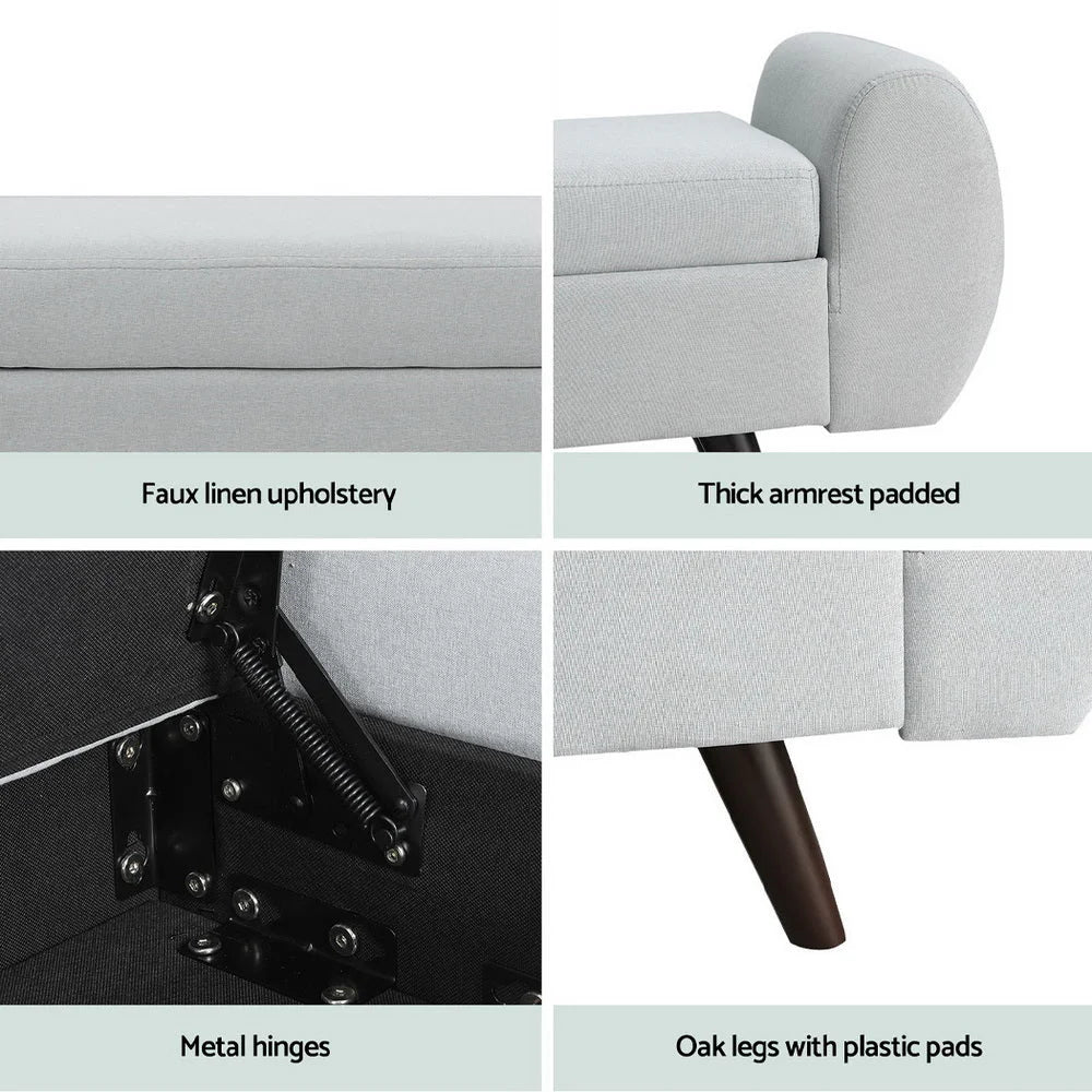 Grey 140cm storage ottoman blanket with boxed accessories and matching pieces