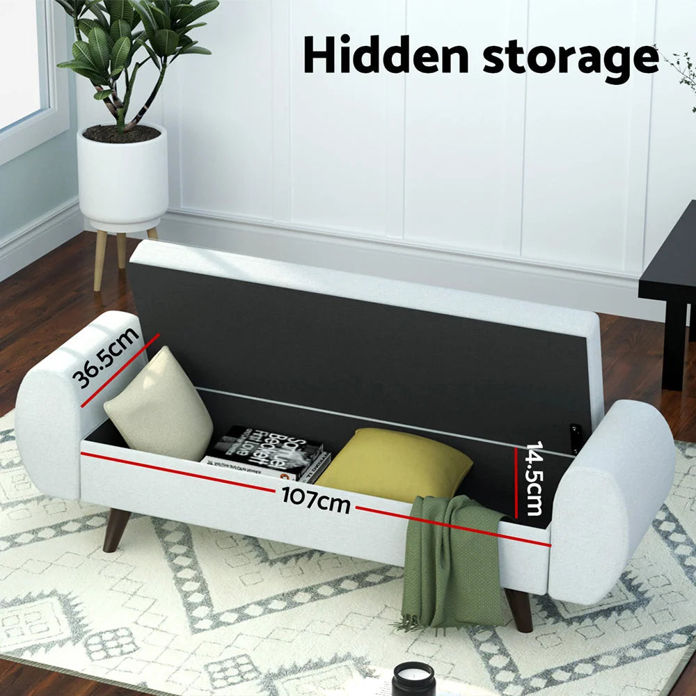 Grey 140cm storage box with caster wheels and side handle rail