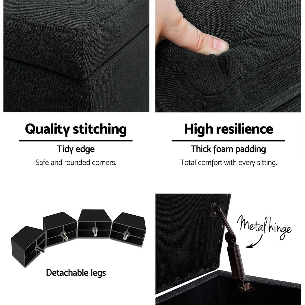 Storage Ottoman Premium Charcoal - Bedroom