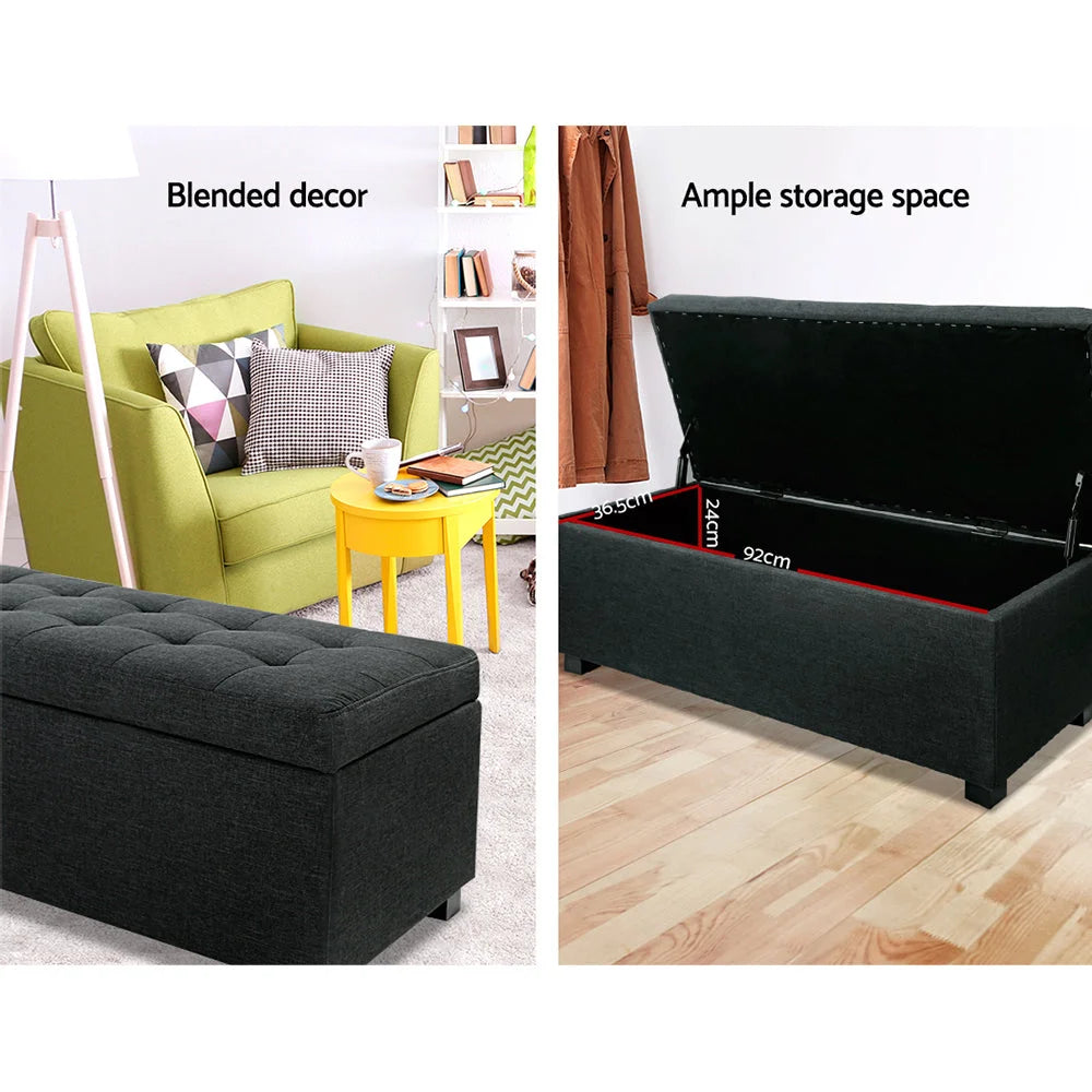 Storage Ottoman Premium Charcoal - Bedroom