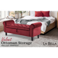 Storage Ottoman Stool Arm Bench Seat 132cm Velvet RED