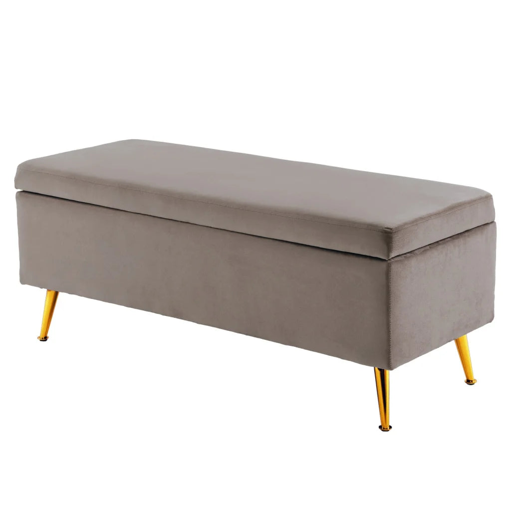 Storage Ottoman Stool Bench Seat 110cm - Velvet Grey