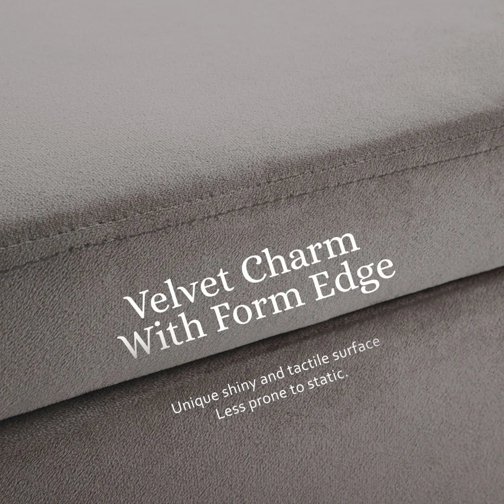 Storage Ottoman Stool Bench Seat 110cm - Velvet Grey