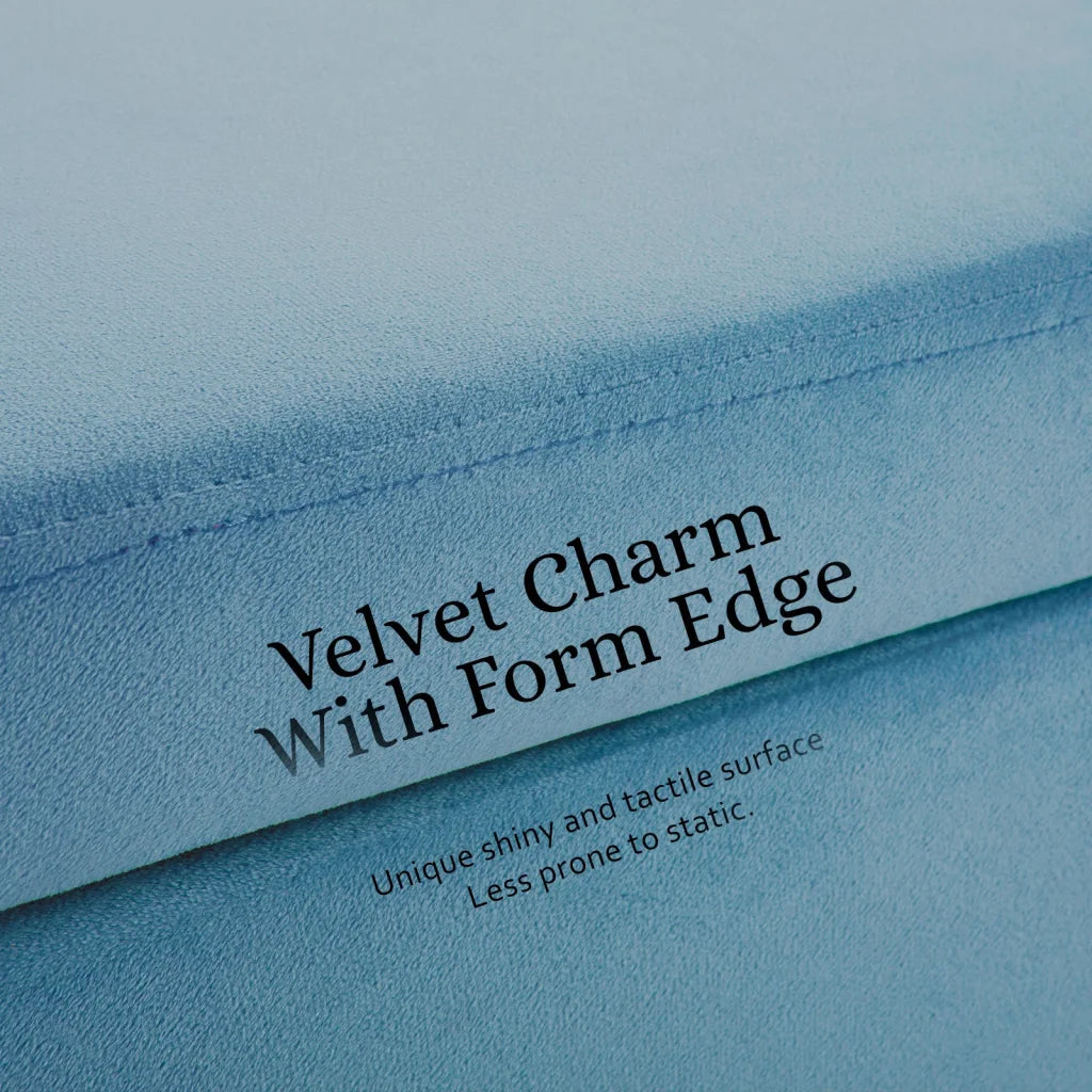 Storage Ottoman Stool Bench Seat 110cm - Velvet Ocean Blue