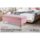 Storage Ottoman Stool Bench Seat 110cm Velvet PINK