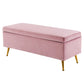 Pink velvet storage ottoman