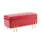 Storage Ottoman Stool Bench Seat 97cm - PU Leather Red