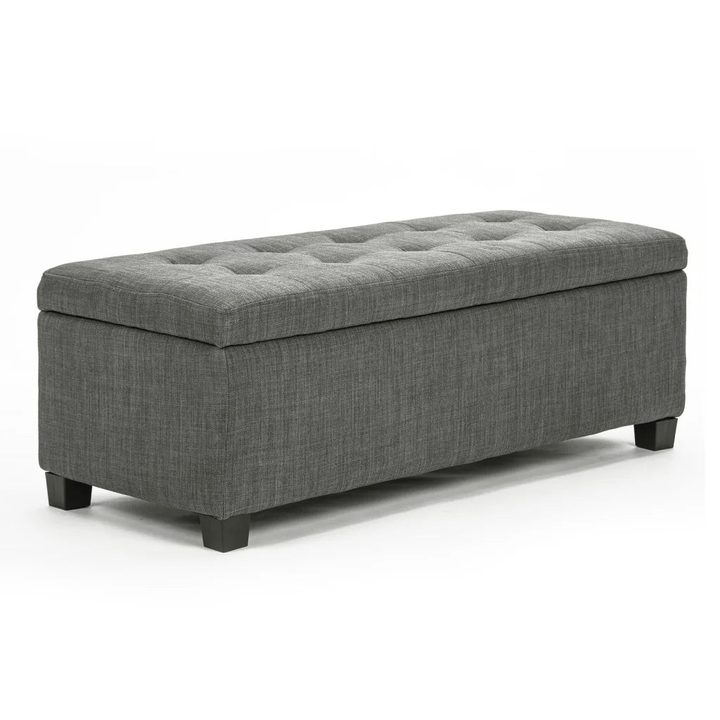 Storage Ottoman Stool Fabric 102cm - Dark Grey