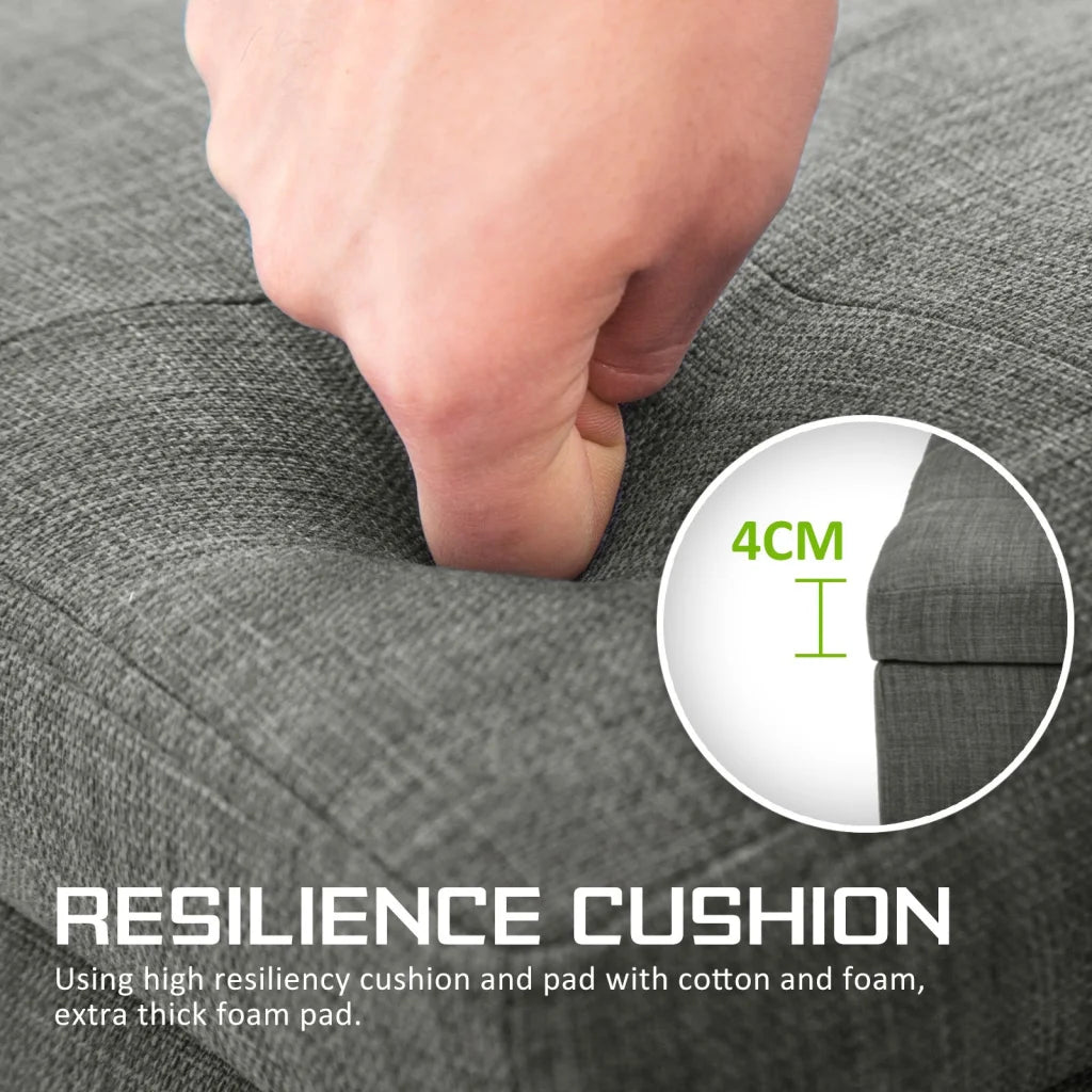 Storage Ottoman Stool Fabric 102cm - Dark Grey