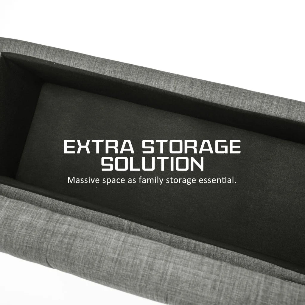 Storage Ottoman Stool Fabric 102cm - Dark Grey