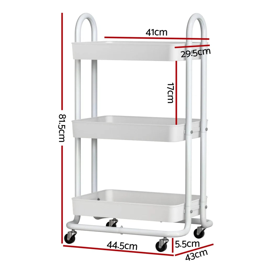 Storage Trolley Kitchen Cart 3 Tiers Rack Shelf Organiser