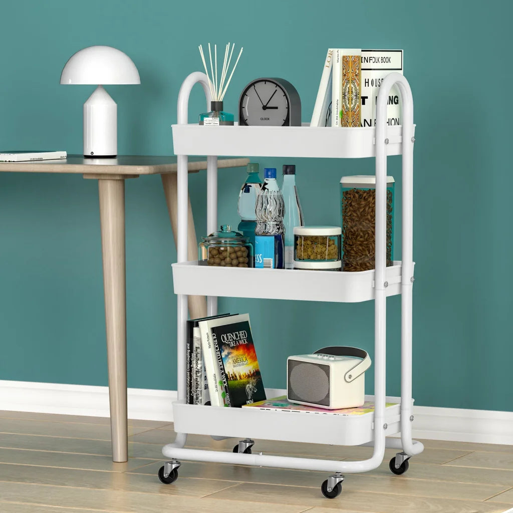 Storage Trolley Kitchen Cart 3 Tiers Rack Shelf Organiser