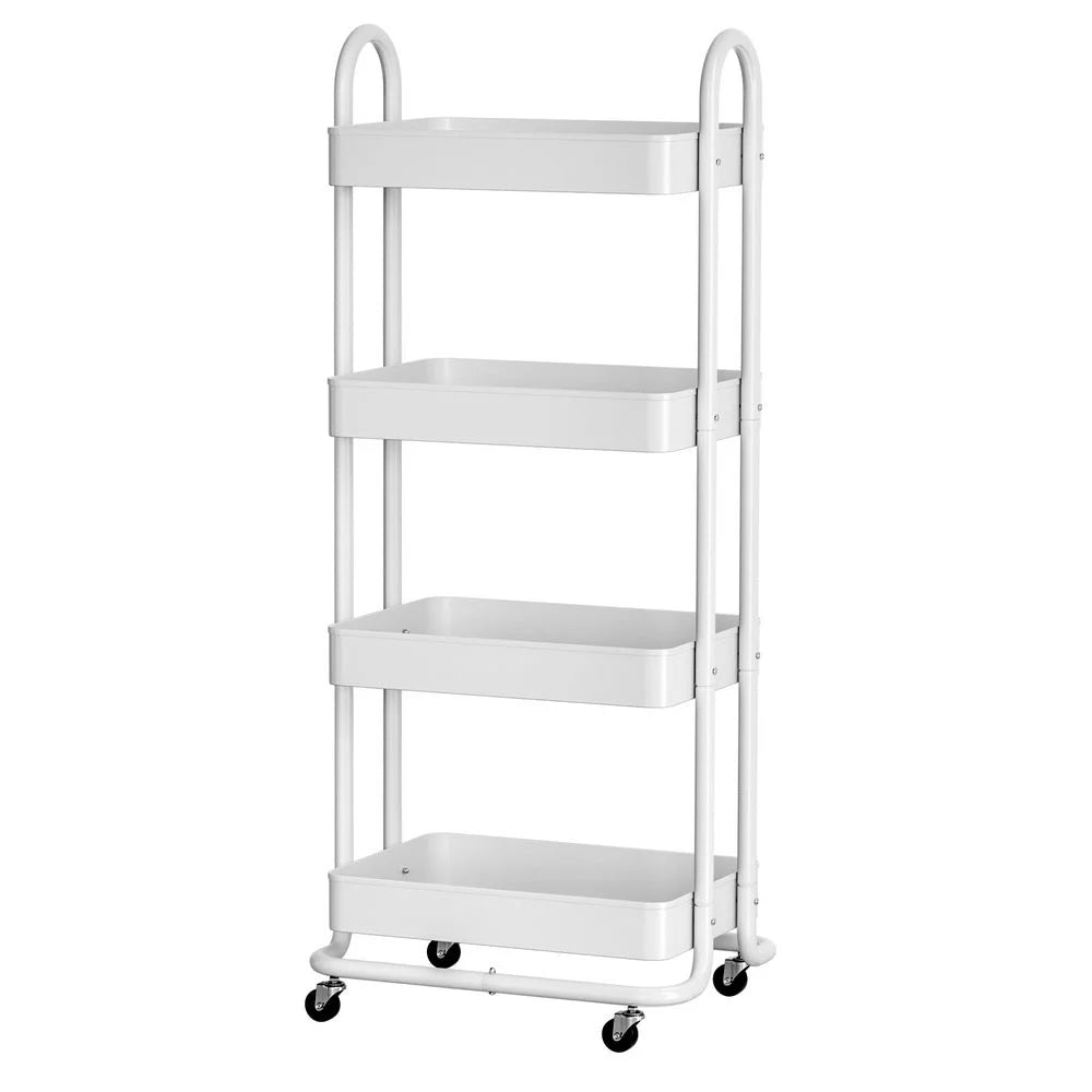 White 4 cart with storage trolley kitchen tier
