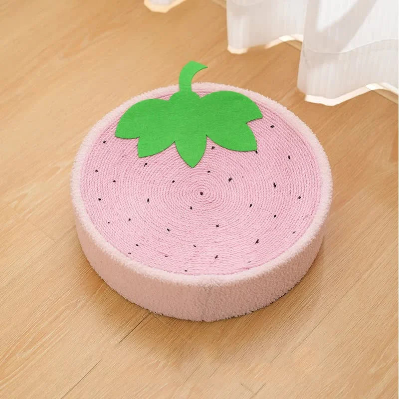 Strawberry-Shaped Cat Scratcher Bed - Fun Sisal Pad
