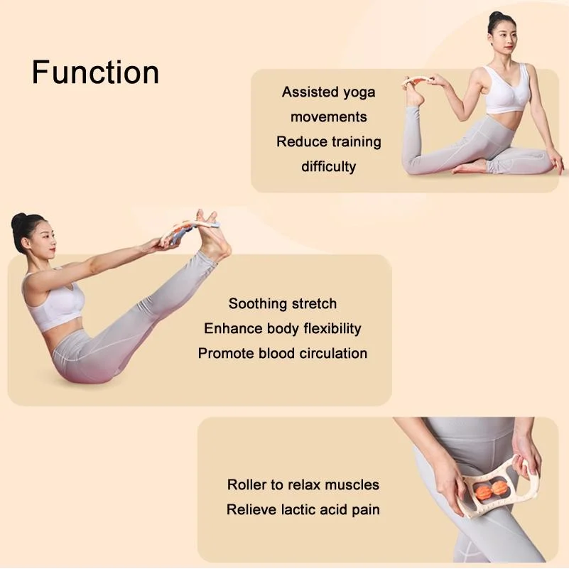 Stretching Yoga Ring With Raised Point Roller - Beige