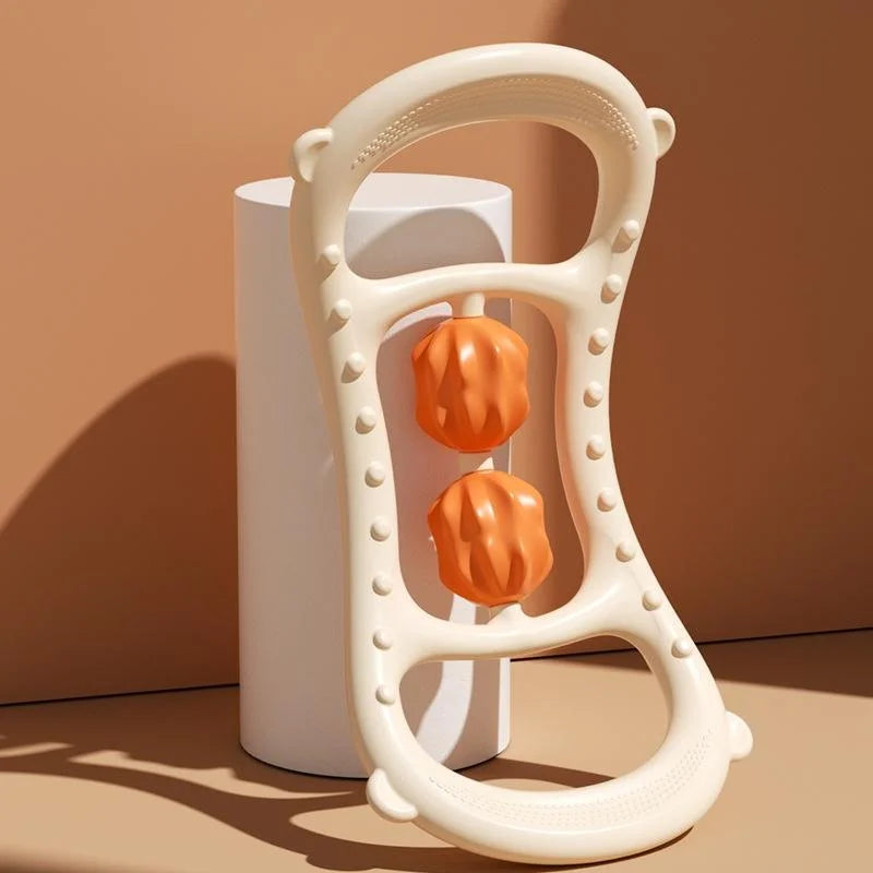 Stretching Yoga Ring With Raised Point Roller - White