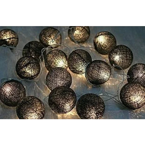 String Lights 20 LED Black 5cm Cotton Ball Battery Powered